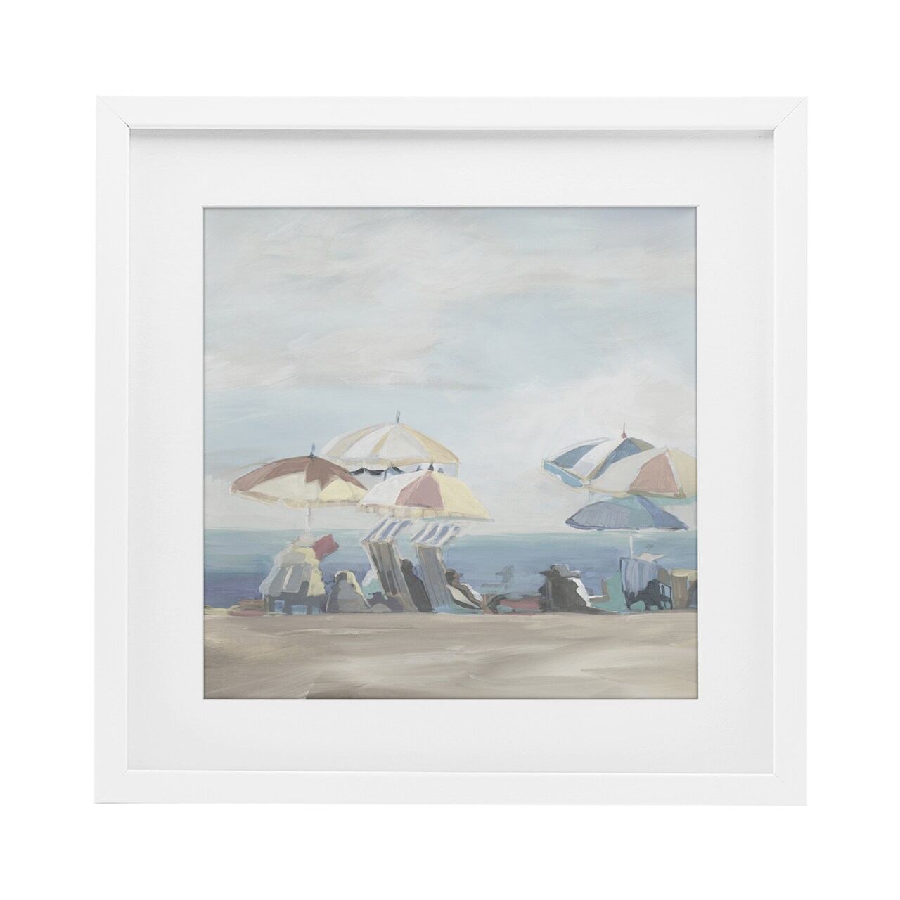 Stupell Industries Muted Summer Beach Umbrellas Framed Print Under Glass, design by Liz Jardine